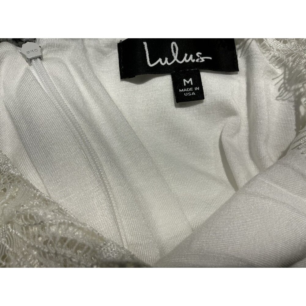 Lulus Dress Medium Hometown Girl Halter White Lace Skater Stretch Knit NWT - Picture 9 of 12